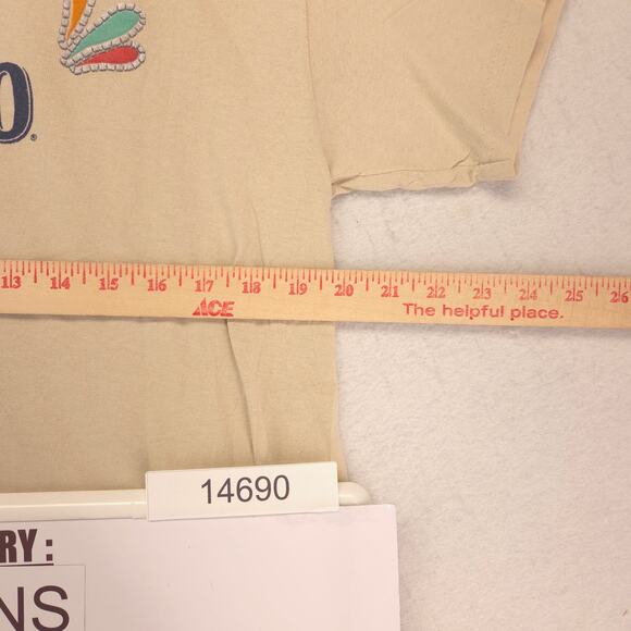 Modelo Short Sleeve Crew Neck Graphic T Shirt Mens Size Large L Tan - Picture 7 of 9